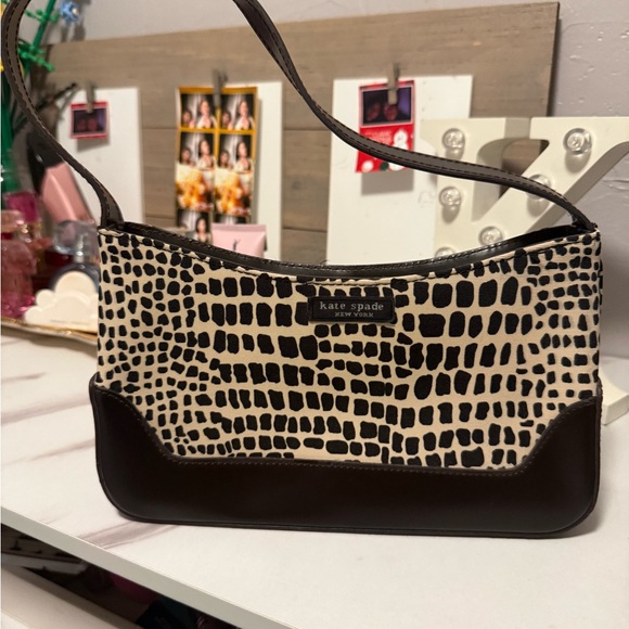 kate spade Handbags - Kate Spade Black and Cream Textured Shoulder Bag